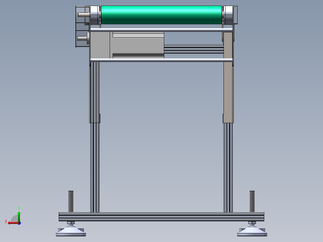 升降可调皮带输送线3d图纸 倾斜坡度皮带线sw图 折叠皮带线3d模型后视图