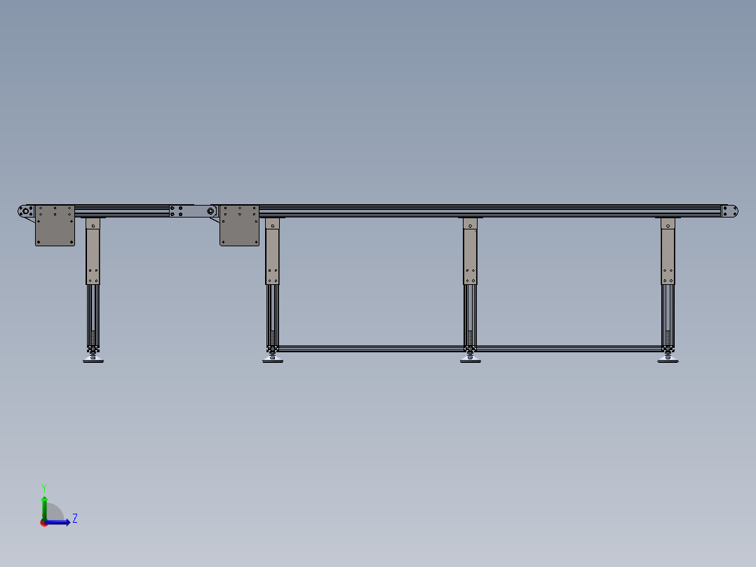 升降可调皮带输送线3d图纸 倾斜坡度皮带线sw图 折叠皮带线3d模型左视图