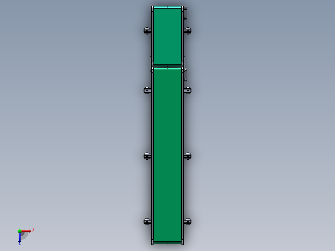 升降可调皮带输送线3d图纸 倾斜坡度皮带线sw图 折叠皮带线3d模型俯视图