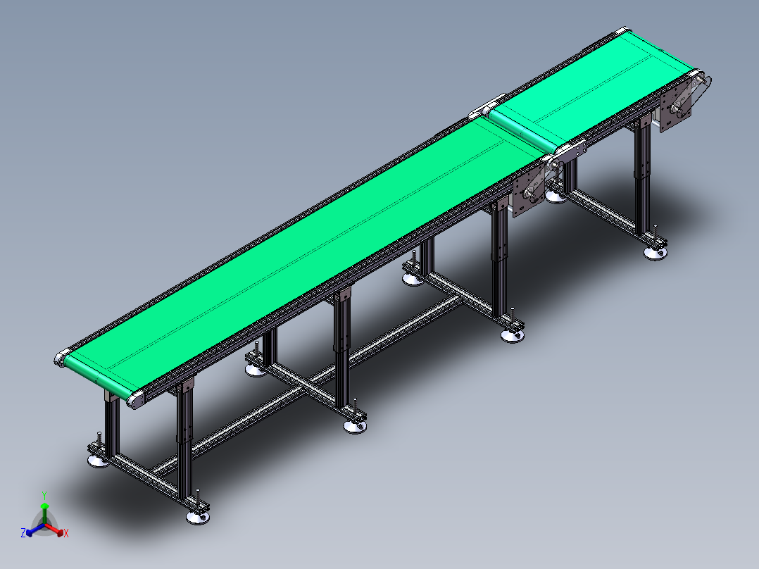 升降可调皮带输送线3d图纸 倾斜坡度皮带线sw图 折叠皮带线3d模型正等轴测图