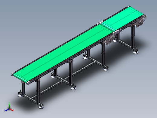 升降可调皮带输送线3d图纸 倾斜坡度皮带线sw图 折叠皮带线3d模型正等轴测缩略图