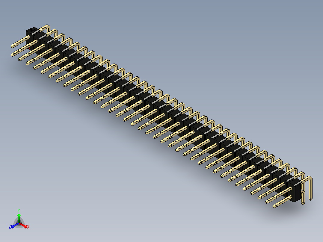 彩色公排针 100mil 2.54mm 系列-DS1022_black_2x36p_100mil_TypeD_rev1.0主视图