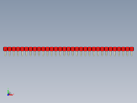 彩色公排针 100mil 2.54mm 系列-DS1022_red_1x31p_100mil_TypeD_rev1.0前视缩略图