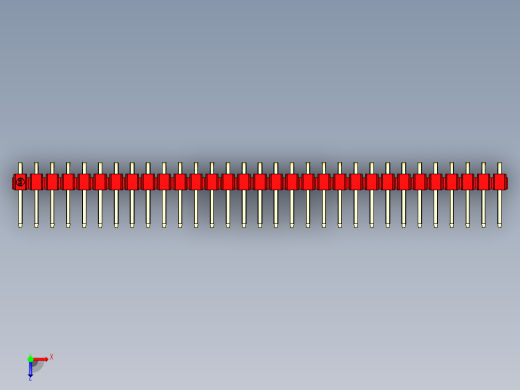 彩色公排针 100mil 2.54mm 系列-DS1022_red_1x31p_100mil_TypeD_rev1.0俯视缩略图