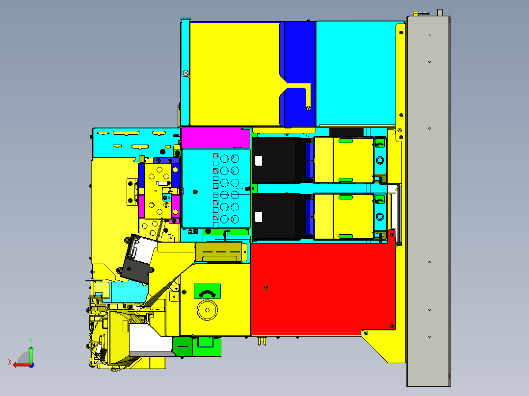 售票机硬币接受和找零模块三维creo后视图