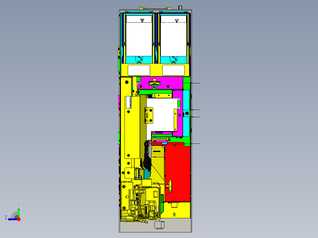 售票机硬币接受和找零模块三维creo右视图