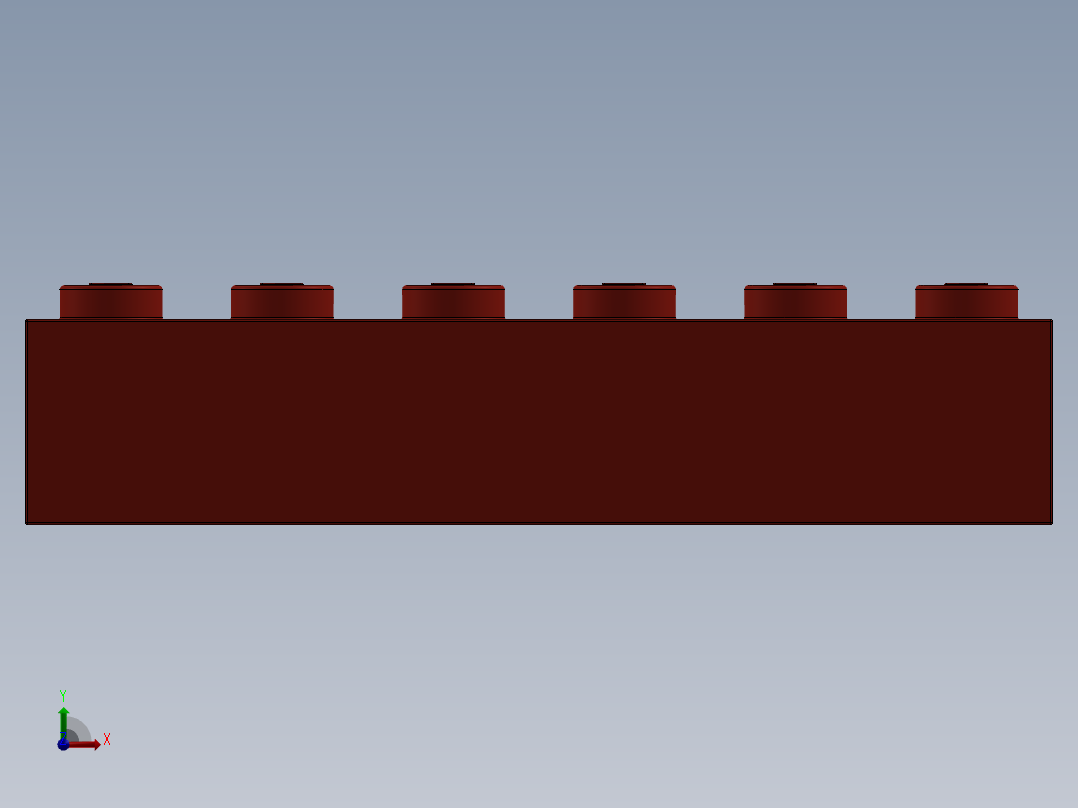 乐高套装 4421基本积木-300921 Bright Red Brick 1 x 6.SLDPRT前视图