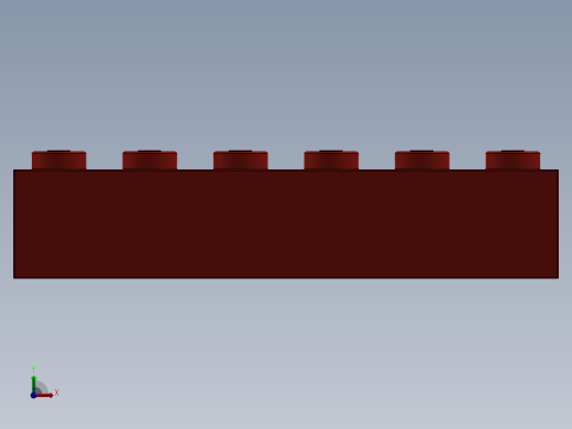 乐高套装 4421基本积木-300921 Bright Red Brick 1 x 6.SLDPRT前视缩略图