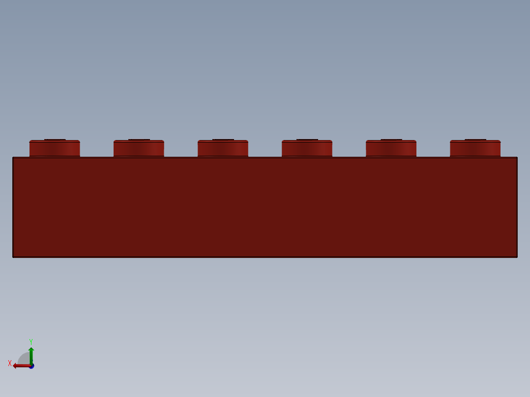 乐高套装 4421基本积木-300921 Bright Red Brick 1 x 6.SLDPRT后视图