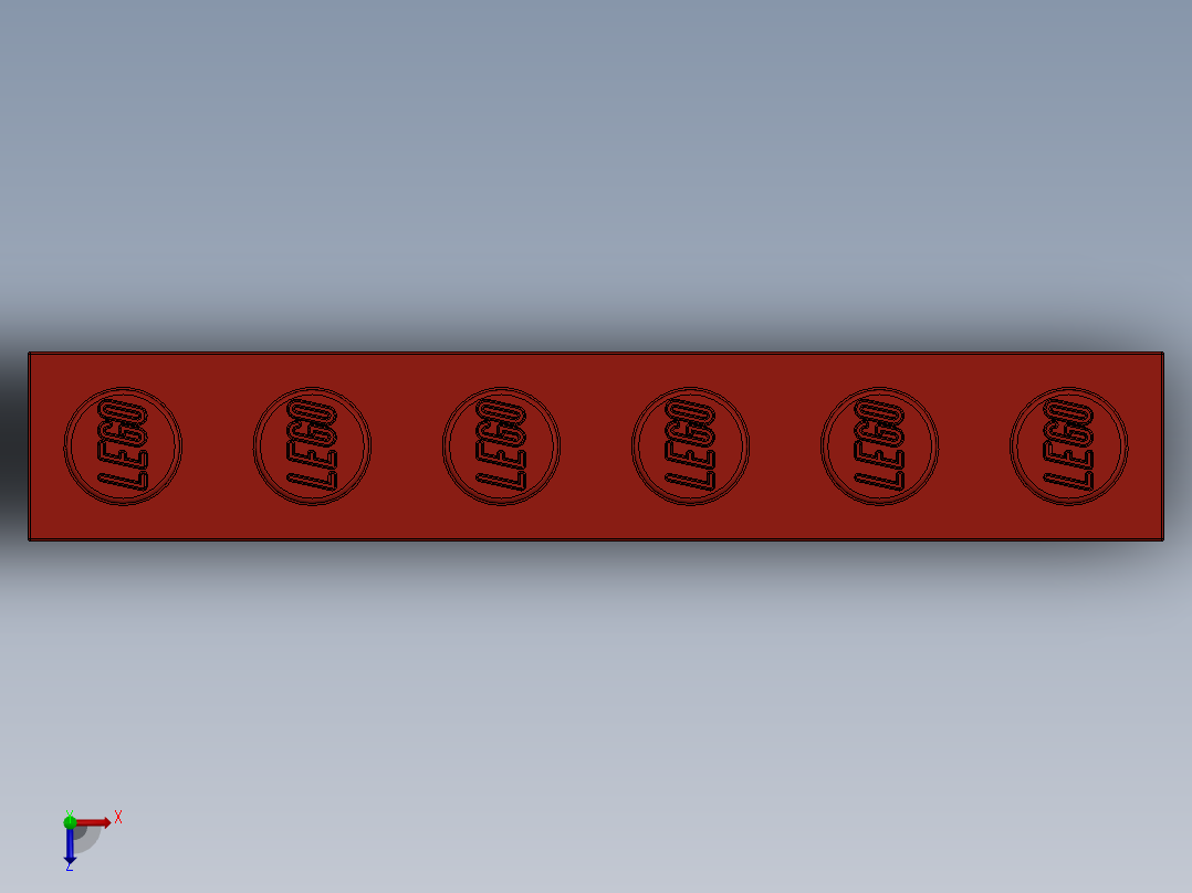 乐高套装 4421基本积木-300921 Bright Red Brick 1 x 6.SLDPRT俯视图