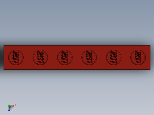 乐高套装 4421基本积木-300921 Bright Red Brick 1 x 6.SLDPRT俯视缩略图