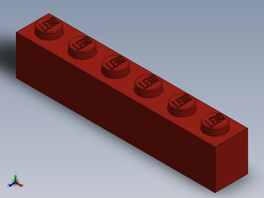 乐高套装 4421基本积木-300921 Bright Red Brick 1 x 6.SLDPRT正等轴测图