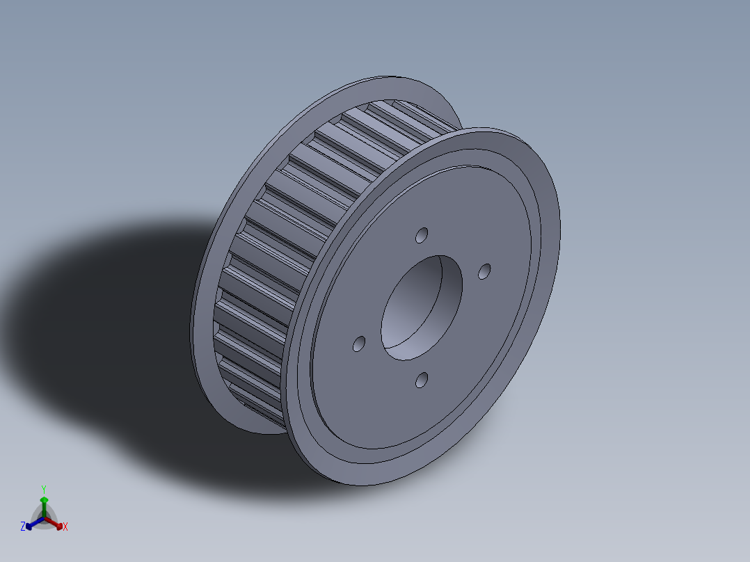 同步带轮MTPL28L100-F-28正等轴测图
