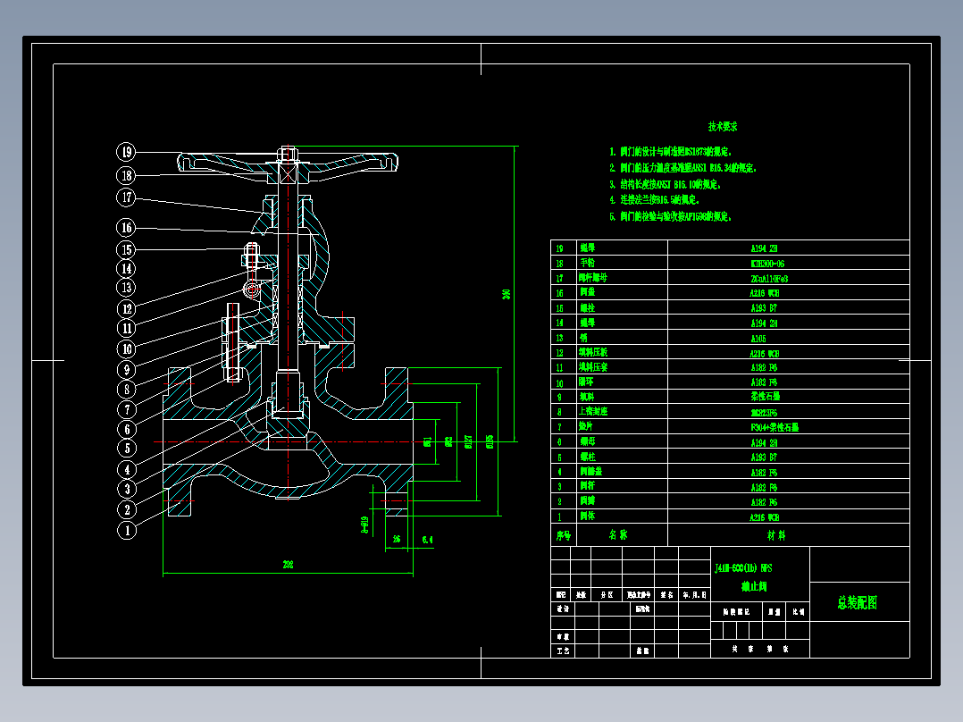 J41H-600(lb) NPS截止阀