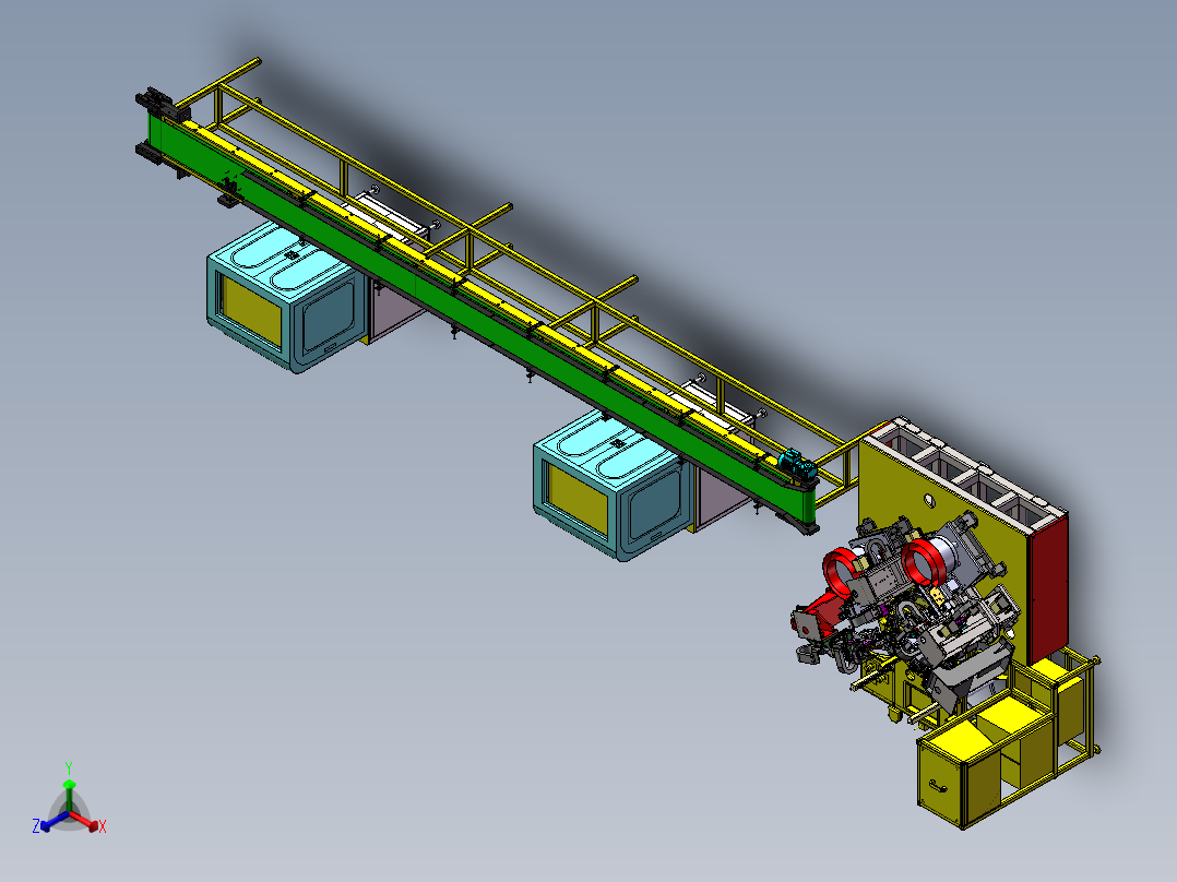 电子丝印生产线sw17可编辑正等轴测图