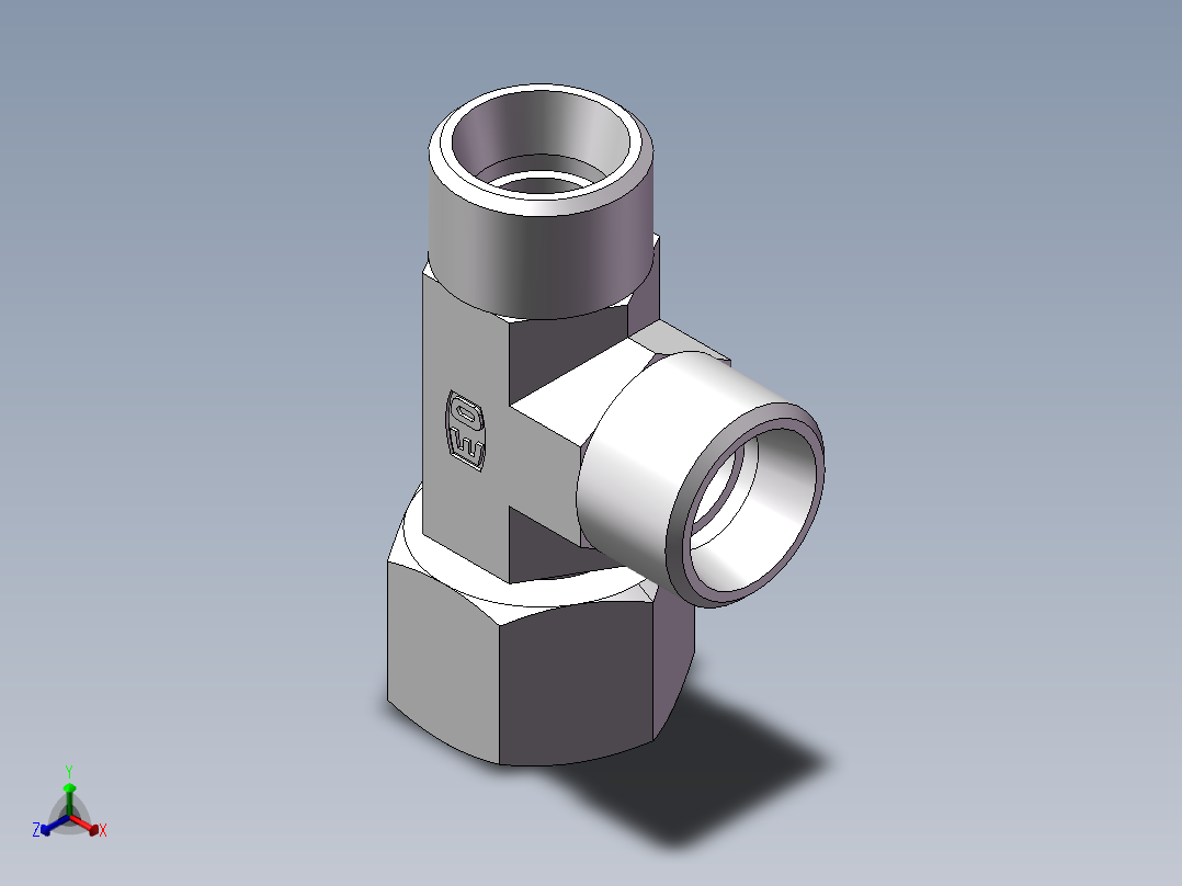 CC+CD 三通组合接头、CC-18正等轴测图
