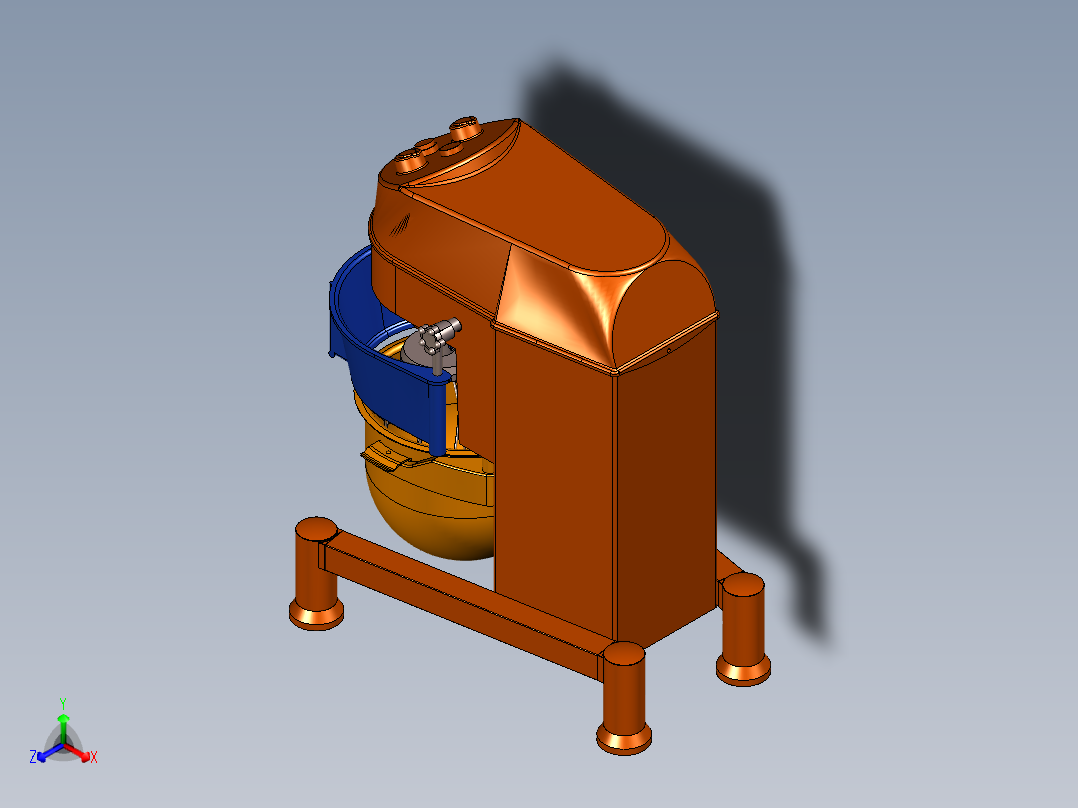 和面打蛋机正等轴测图