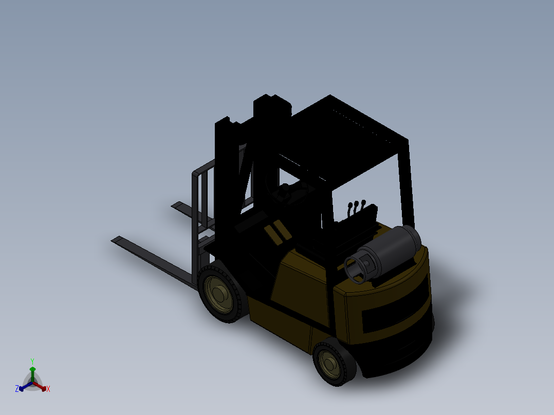 叉车、 叉车SW正等轴测图