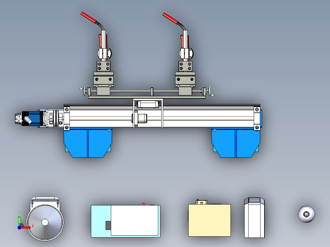 门架式双焊枪设备机构前视图