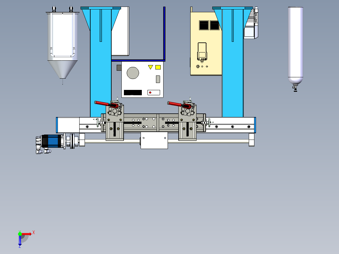 门架式双焊枪设备机构俯视图