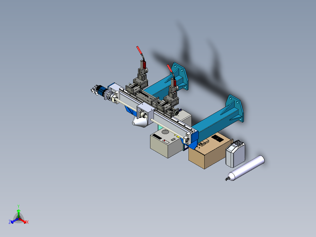 门架式双焊枪设备机构正等轴测图