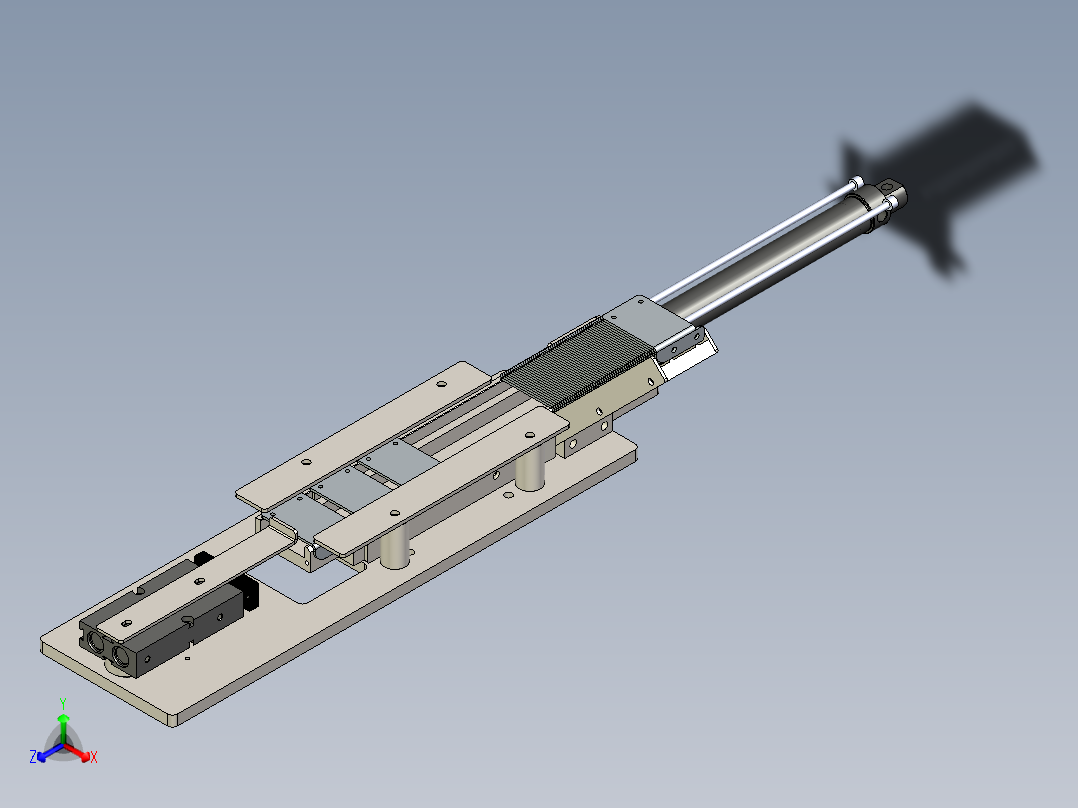 L形支架自动送料攻牙夹具正等轴测图