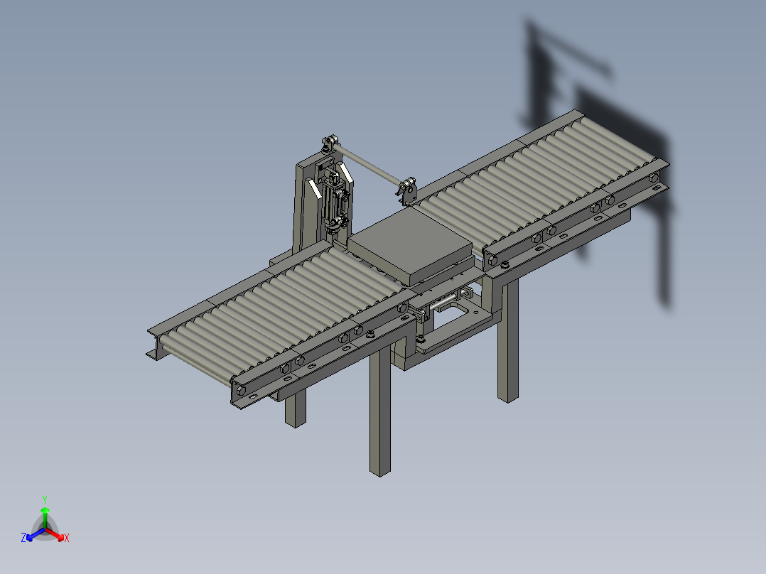 托盘上料回流滚筒线正等轴测图