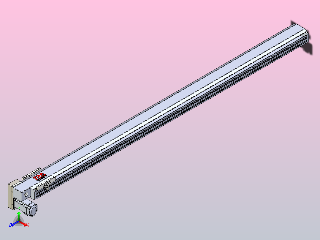 皮带直线轴半封闭可选导轨TPA-HNB-120D-110-L1800-LP-Y-P40-N3正等轴测图
