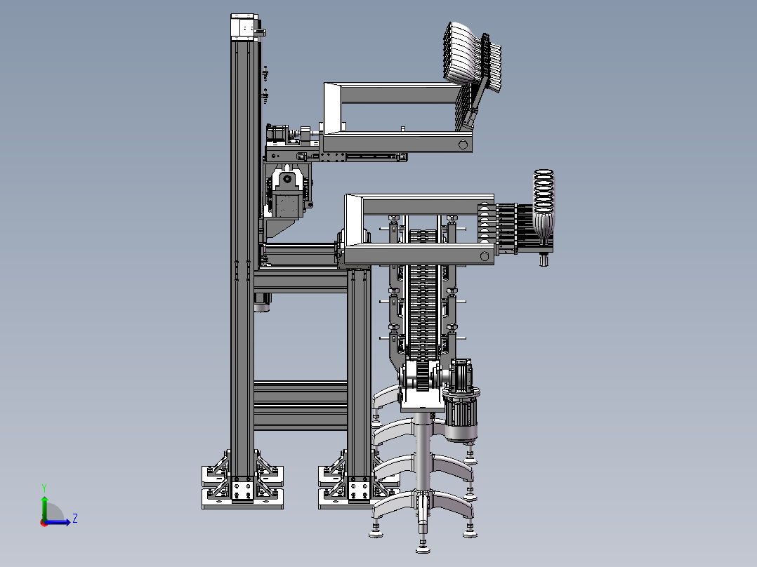 酒瓶喷涂上下料线 酒瓶反转上料机 sw16可编辑左视图