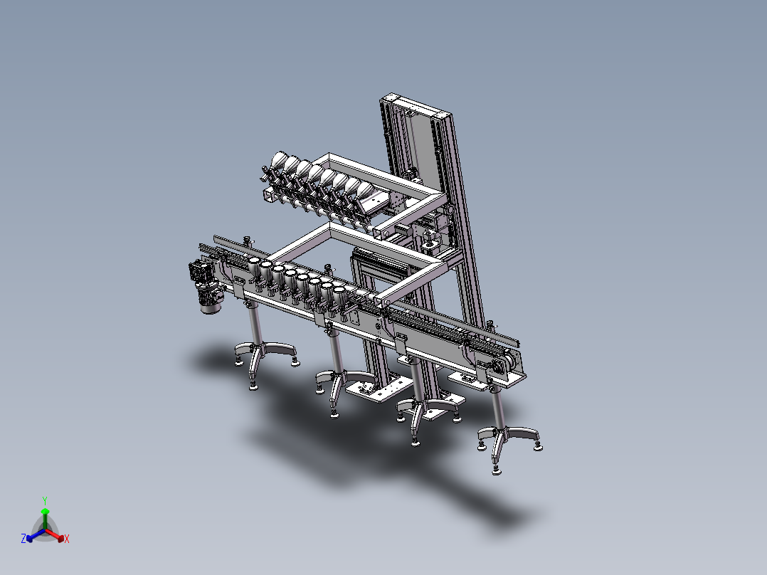 酒瓶喷涂上下料线 酒瓶反转上料机 sw16可编辑正等轴测图