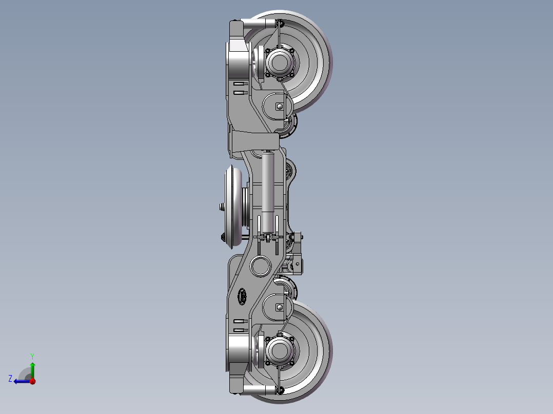 火车转向架3D图纸 三维模型 机械设计素材三维模型右视图