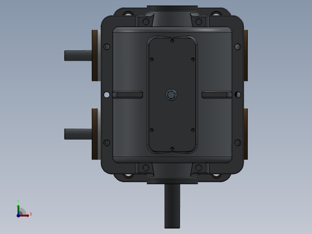 双输入轴蜗轮蜗杆减速机三维建模图纸 x_t stp bip格式前视图