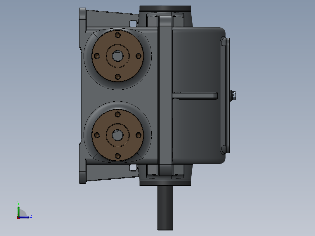 双输入轴蜗轮蜗杆减速机三维建模图纸 x_t stp bip格式左视图