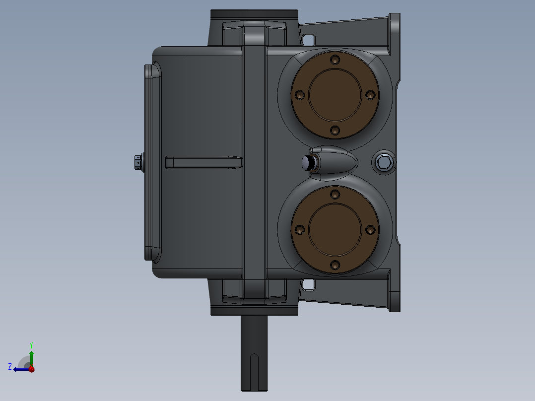 双输入轴蜗轮蜗杆减速机三维建模图纸 x_t stp bip格式右视图
