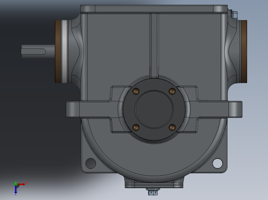 双输入轴蜗轮蜗杆减速机三维建模图纸 x_t stp bip格式俯视图