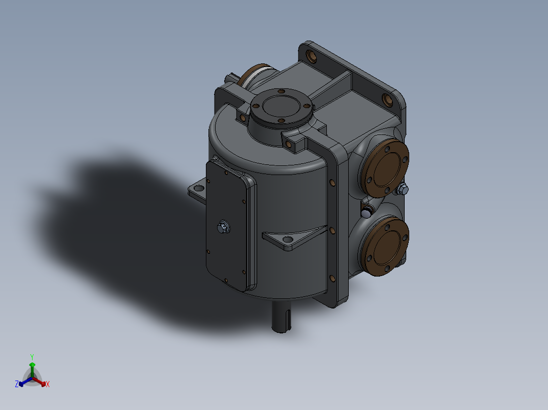 双输入轴蜗轮蜗杆减速机三维建模图纸 x_t stp bip格式正等轴测图