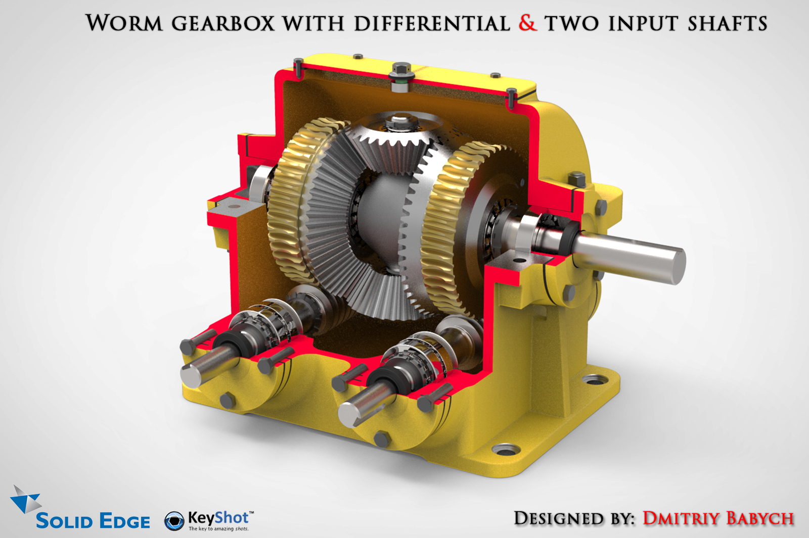 双输入轴蜗轮蜗杆减速机三维建模图纸 x_t stp bip格式