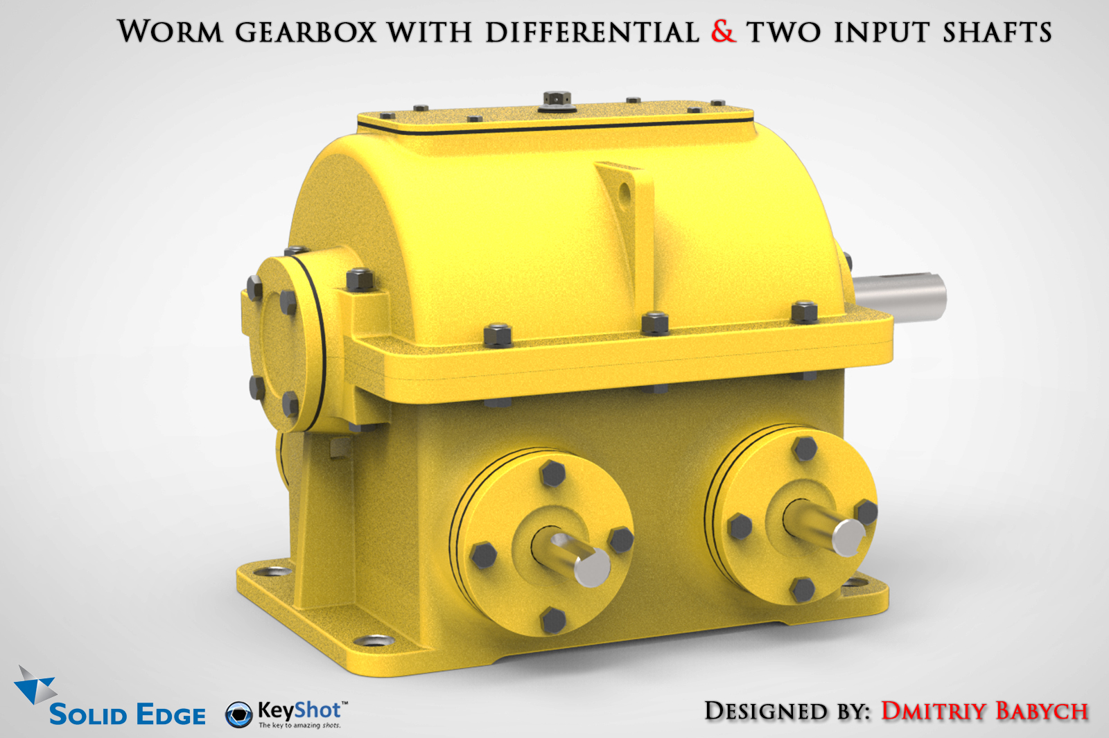 双输入轴蜗轮蜗杆减速机三维建模图纸 x_t stp bip格式