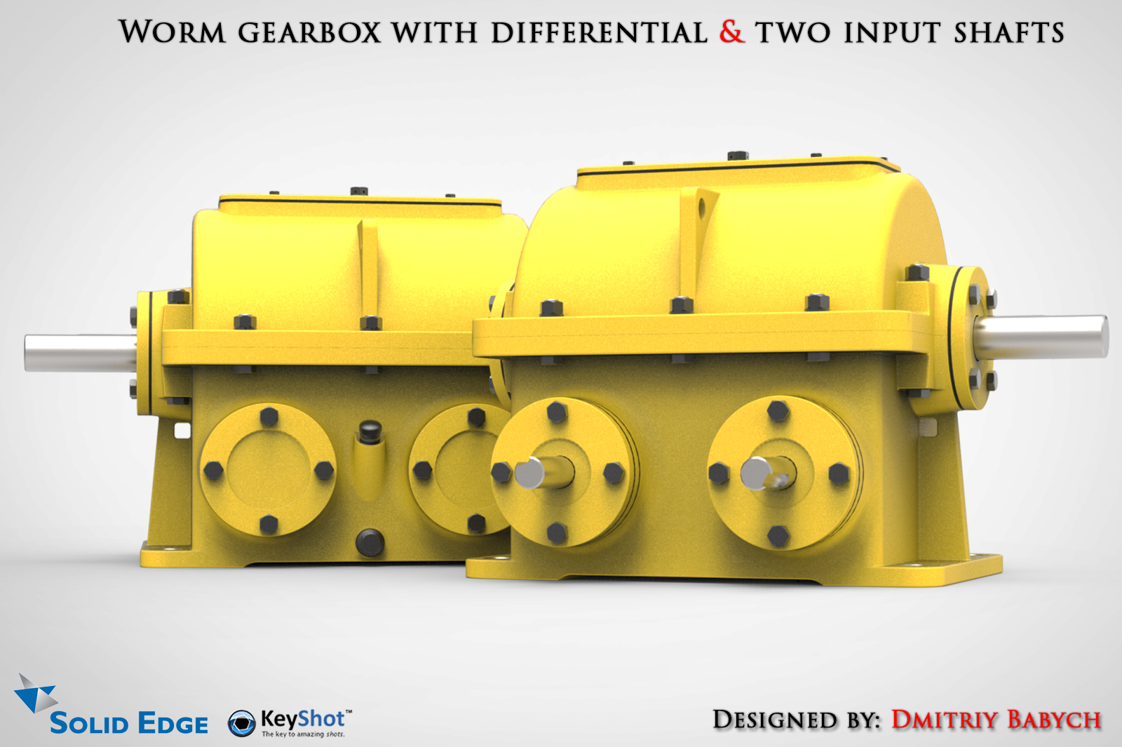 双输入轴蜗轮蜗杆减速机三维建模图纸 x_t stp bip格式