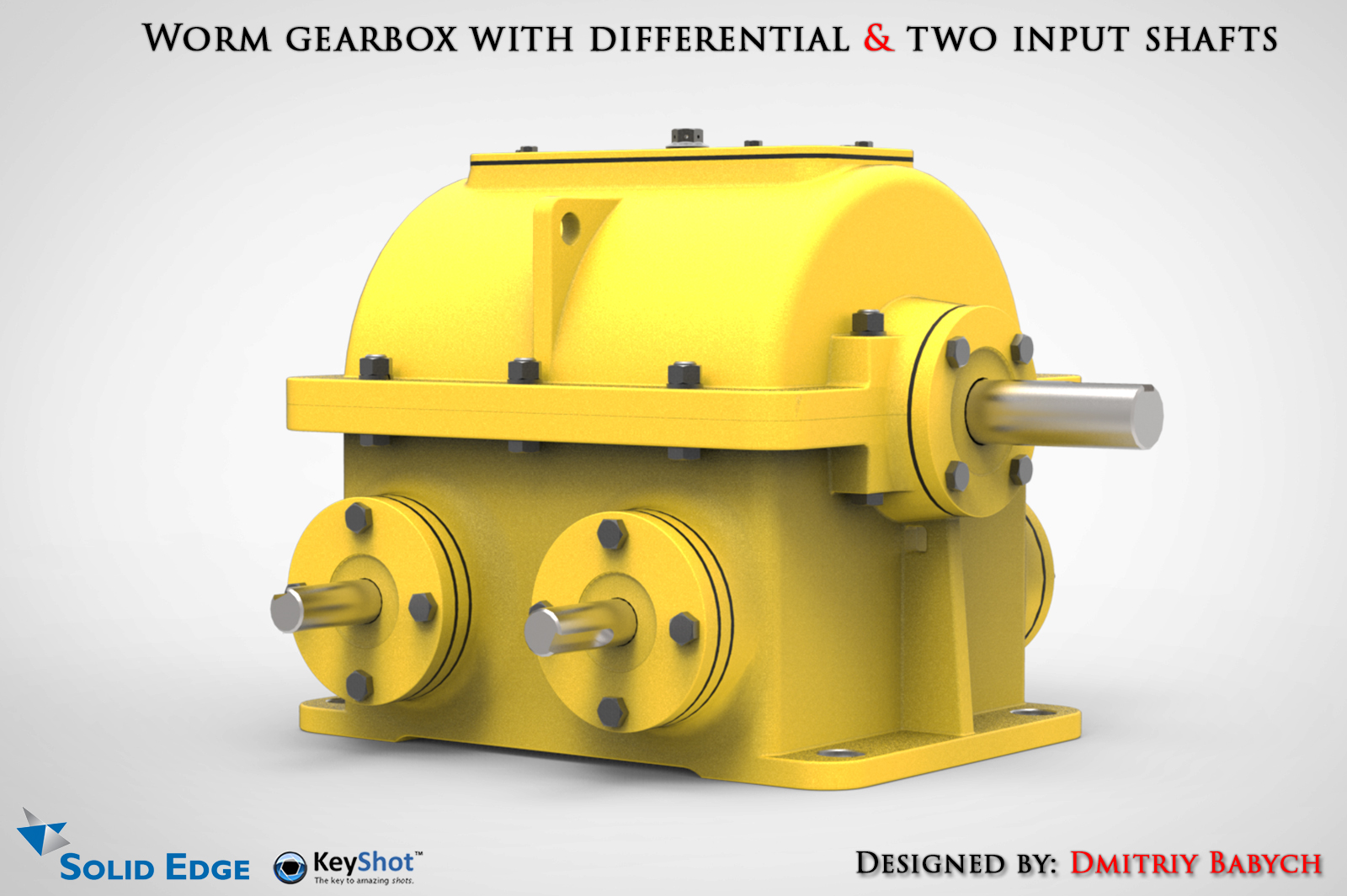双输入轴蜗轮蜗杆减速机三维建模图纸 x_t stp bip格式