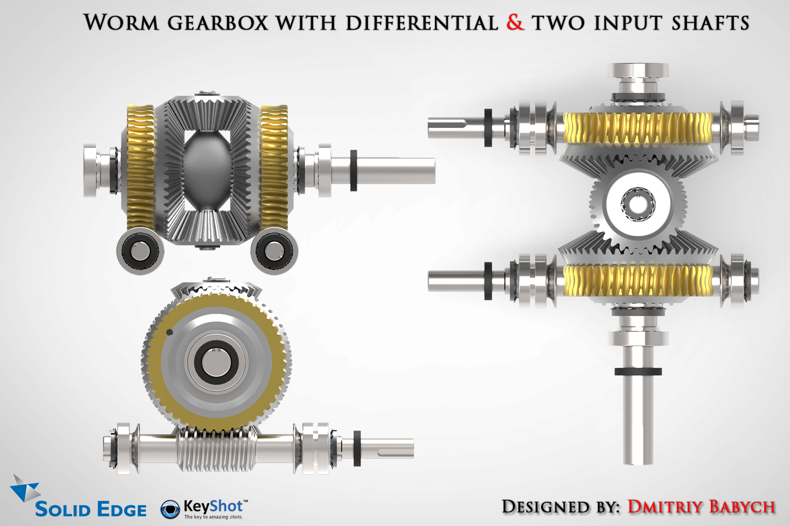 双输入轴蜗轮蜗杆减速机三维建模图纸 x_t stp bip格式
