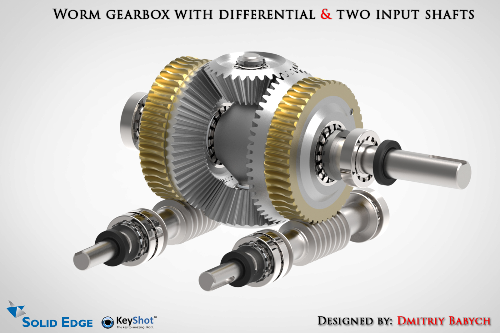 双输入轴蜗轮蜗杆减速机三维建模图纸 x_t stp bip格式