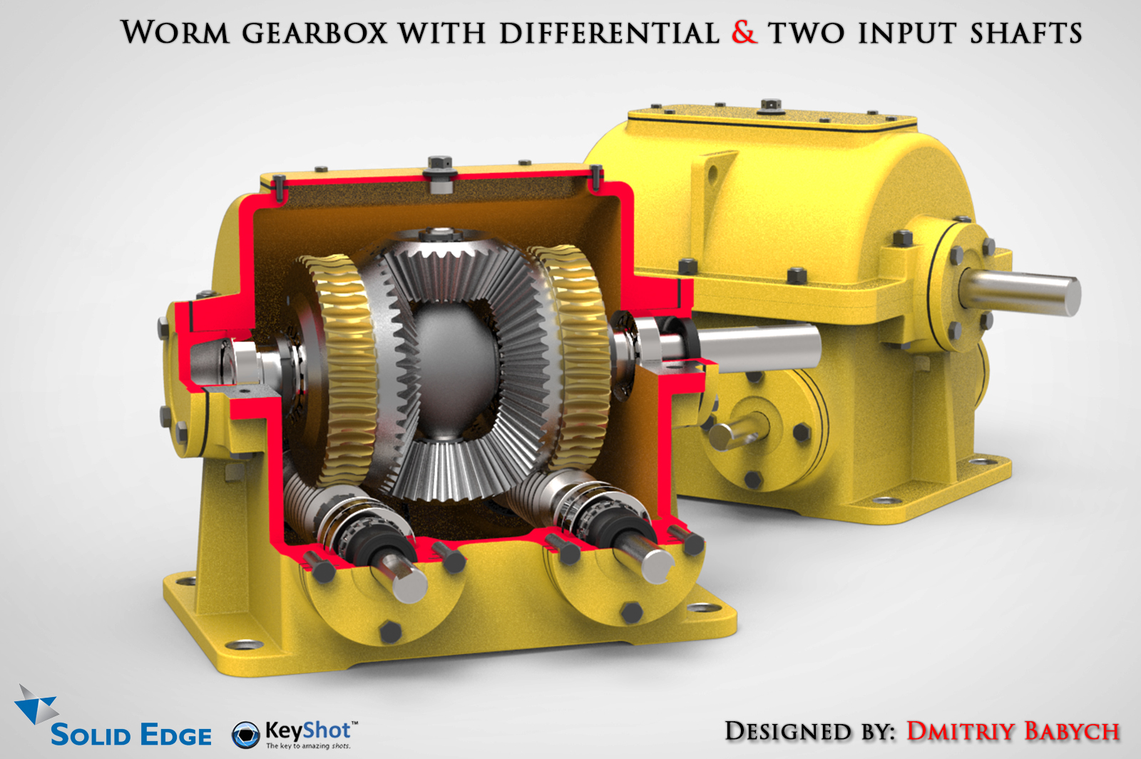 双输入轴蜗轮蜗杆减速机三维建模图纸 x_t stp bip格式