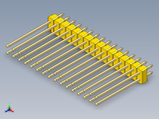 彩色公头100mil（2.54mm）系列-DS1021_yellow_2x16p_100mil_Type19_rev1.0正等轴测缩略图