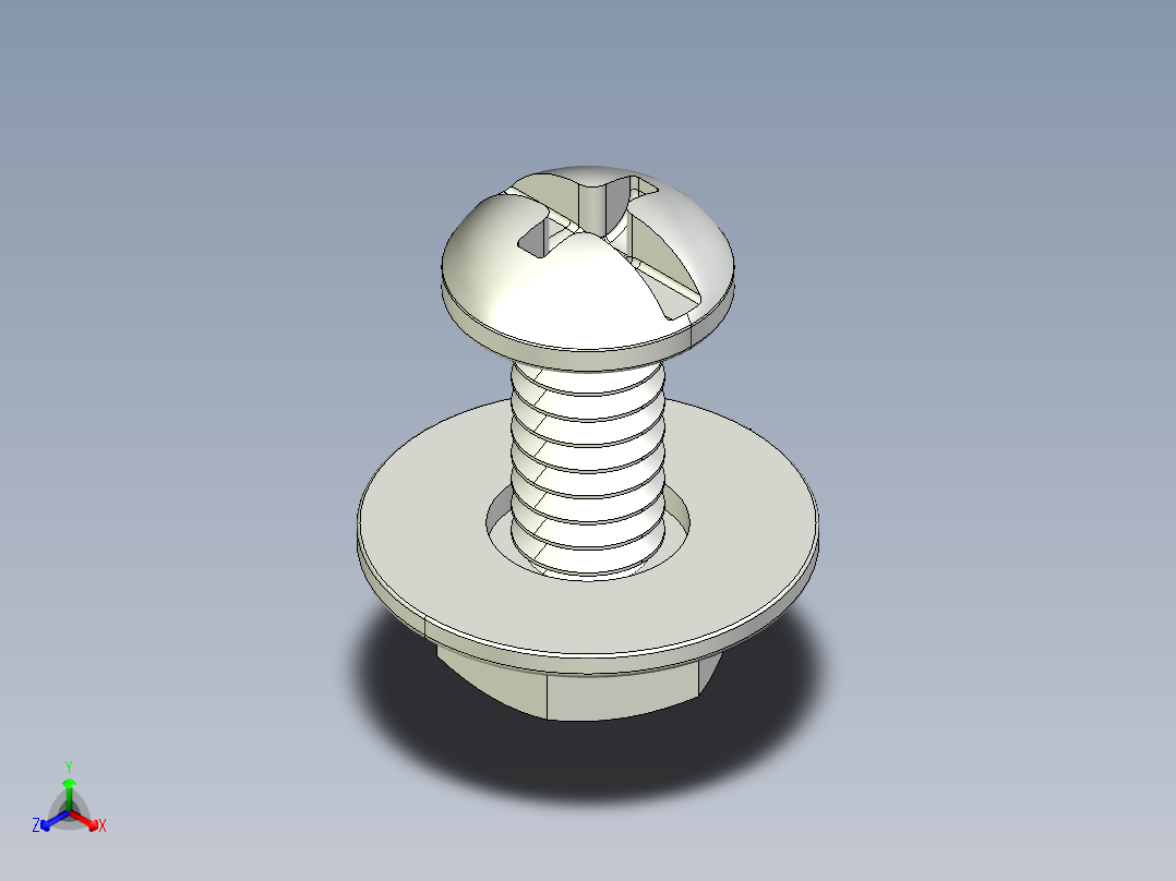 紧固件-STEP 0.2500 Round Head正等轴测图
