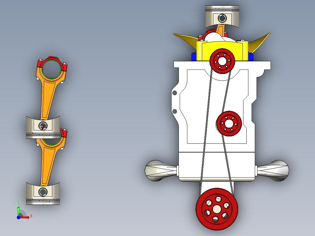 四冲程柴油机前视图