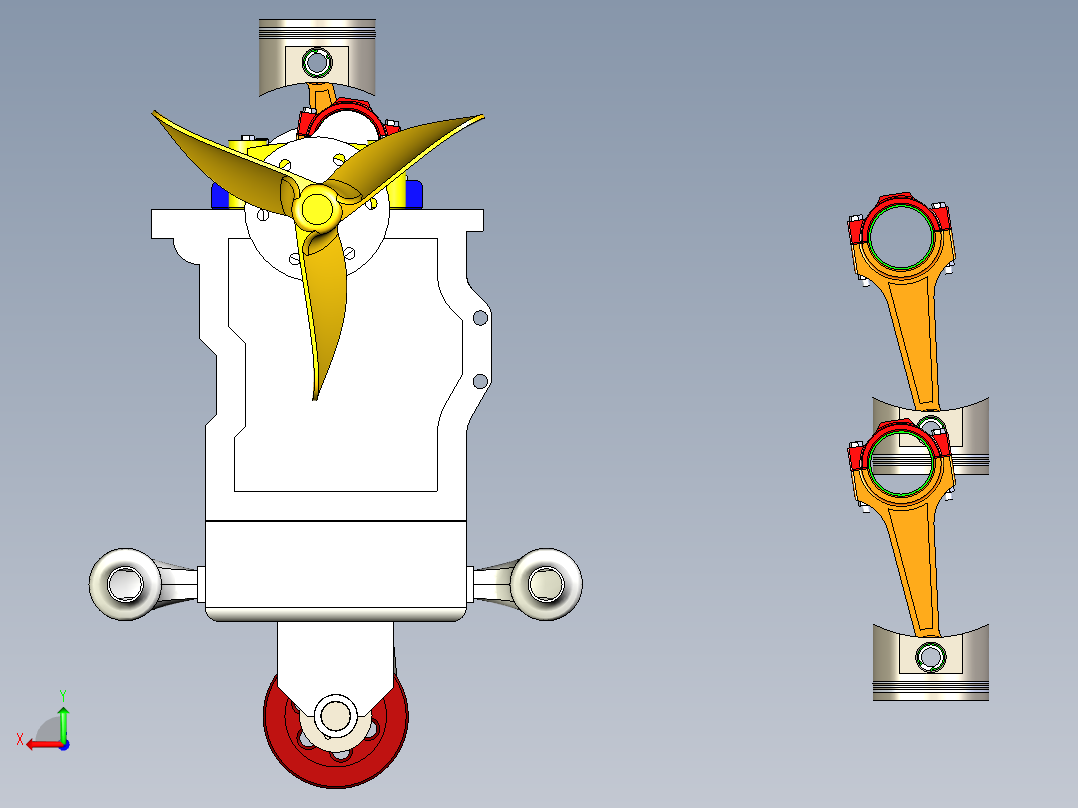四冲程柴油机后视图