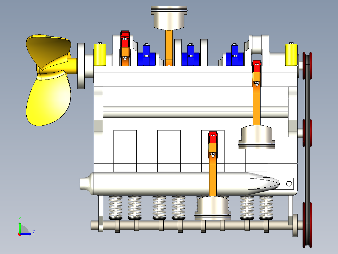 四冲程柴油机左视图