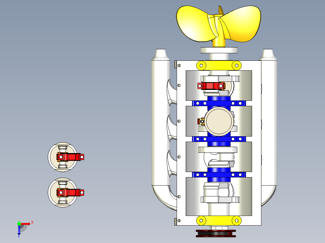 四冲程柴油机俯视图
