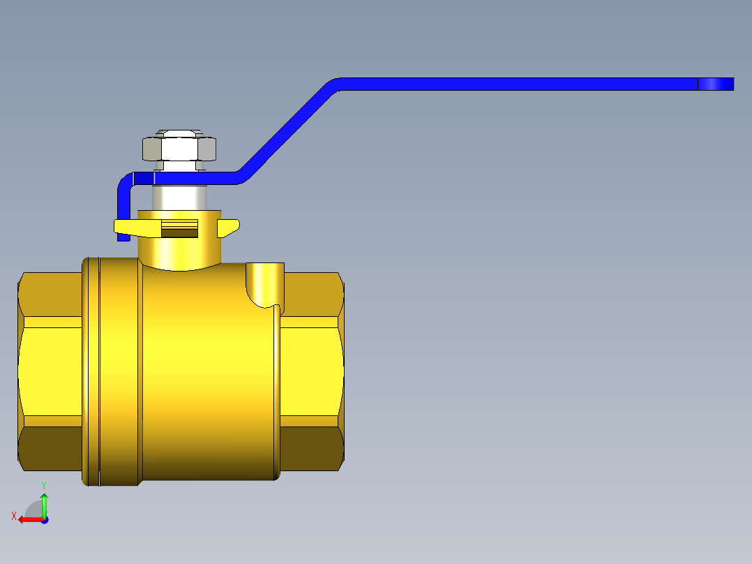 管道手动球阀-水管开关阀-手动阀门395_06_E_1后视图